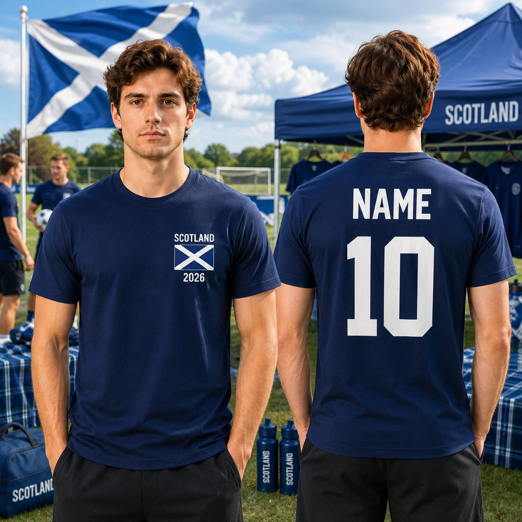 Personalised Scotland Flag 2026 Supporter T Shirt Custom Name Number Gift