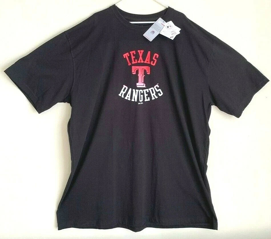GENIUNE MLB Texas Rangers Baseball T-Shirt, Black, Big & Tall Size: 5XT