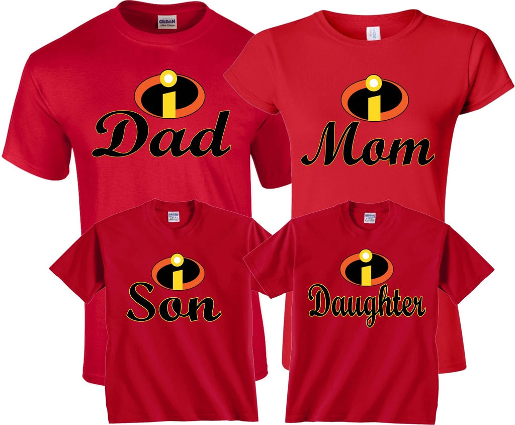 The Incredibles Custom Mom Dad Family Birthday Boy Girl Customized RED T-Shirts