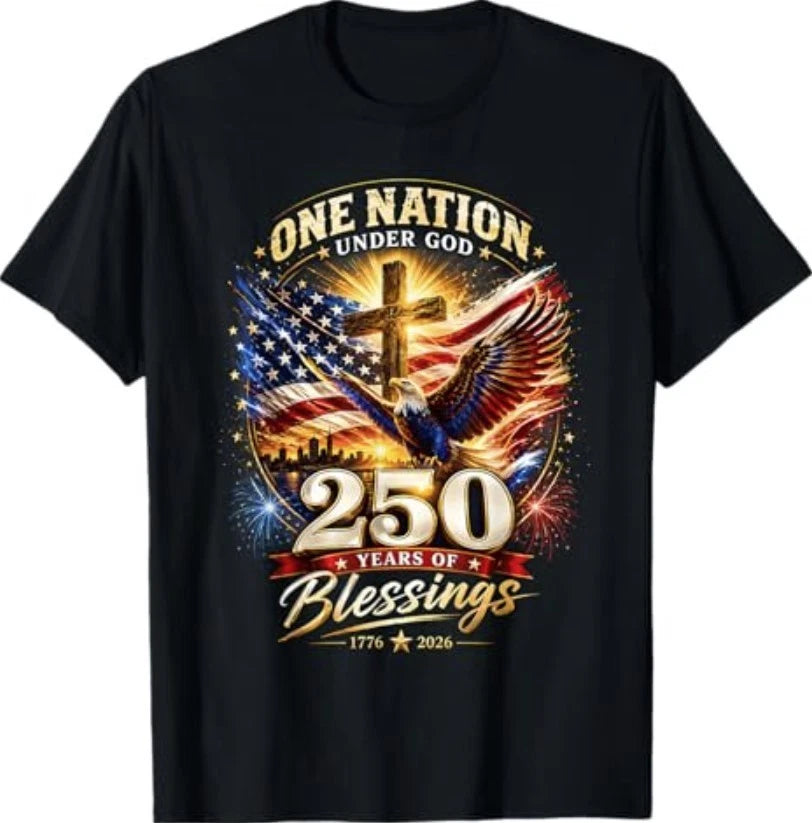 One Nation Under God 250 Years 250th Anniversary USA Mens T-Shirt