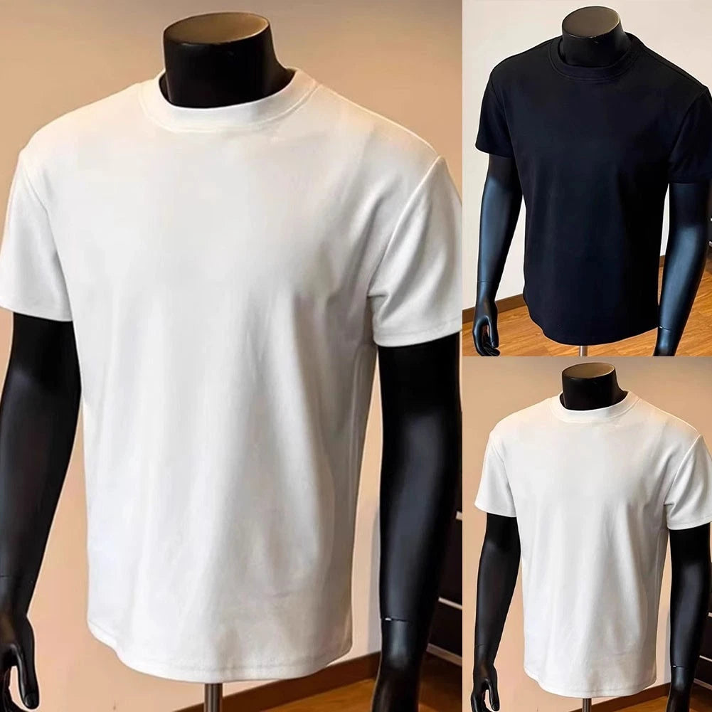 Basic Tee Men Slim T-Shirt Casual Pullover Regular Length Streetwear Style