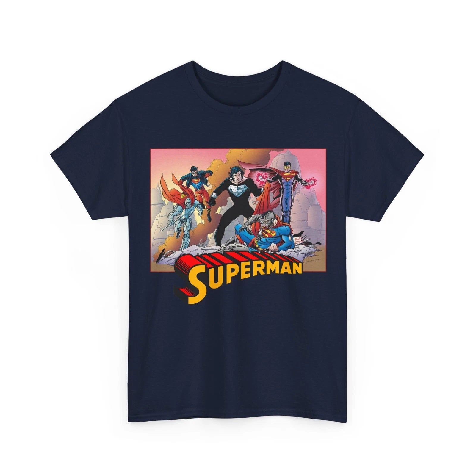 Superman T-Shirt - Tom Grummett Art - Death & Return - Steel, Cyborg, Eradicator