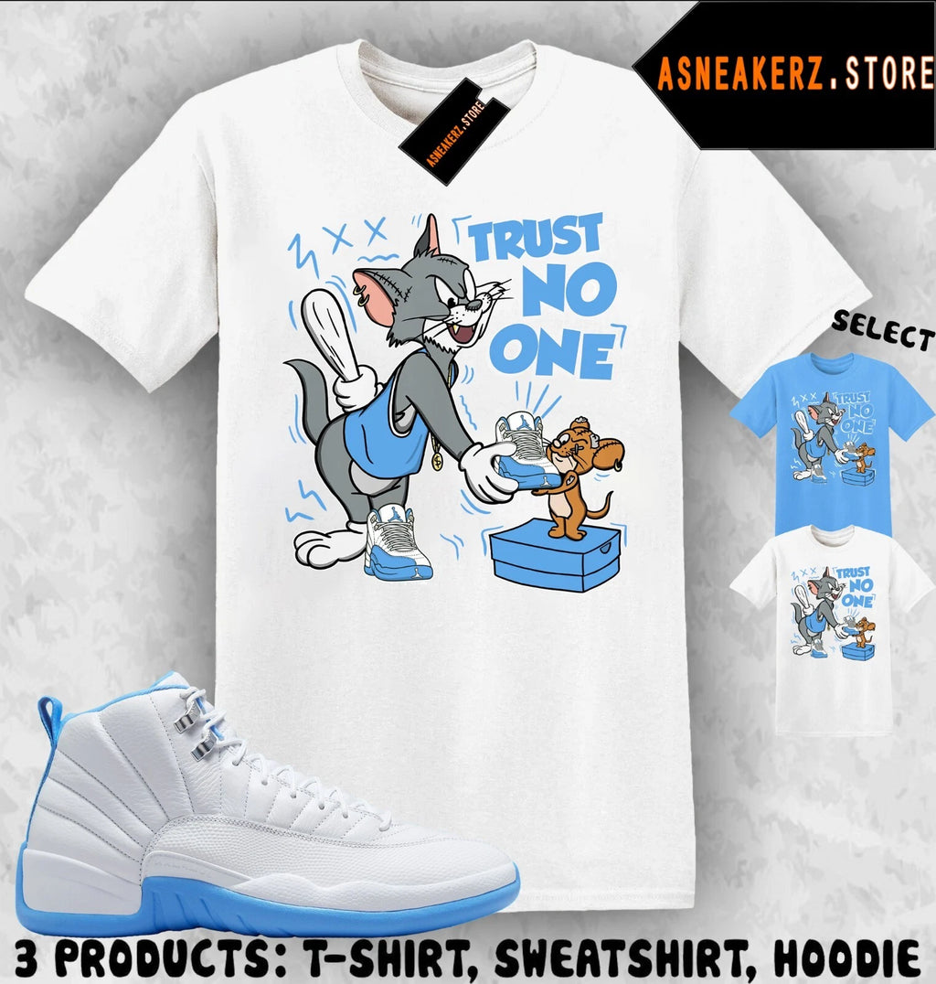 Shirt Match AJ 12 Melo 2025 Sneaker Matching Trust No One Cat And Mouse T-Shirt