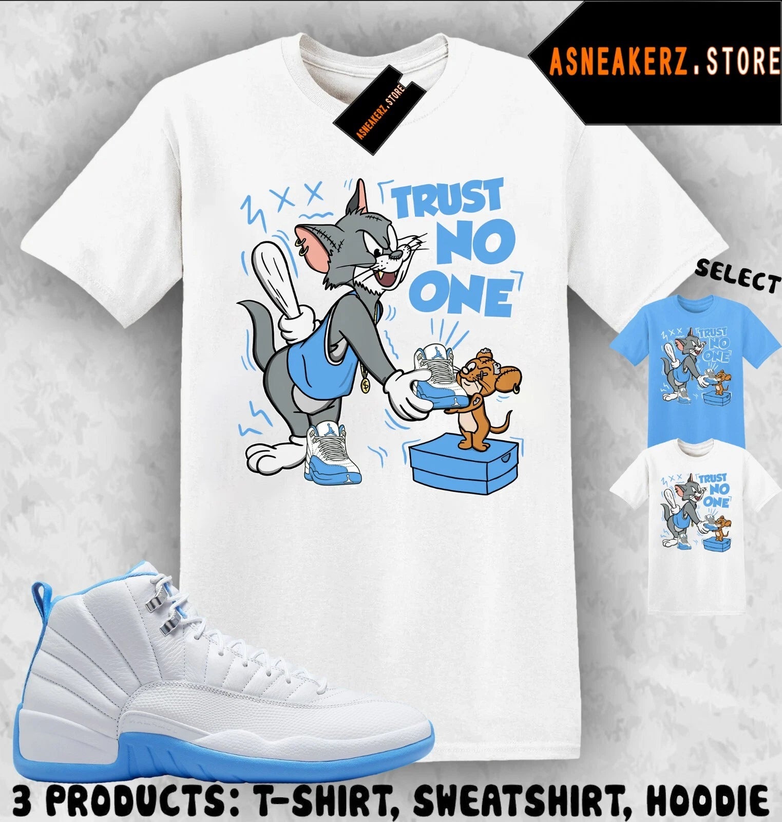 Shirt Match AJ 12 Melo 2025 Sneaker Matching Trust No One Cat And Mouse T-Shirt