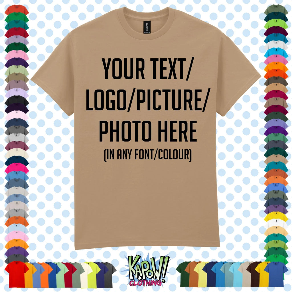 Custom Personalised Men's Printed T-SHIRT- XS-5XL Any Name Text Logo Photo Gift