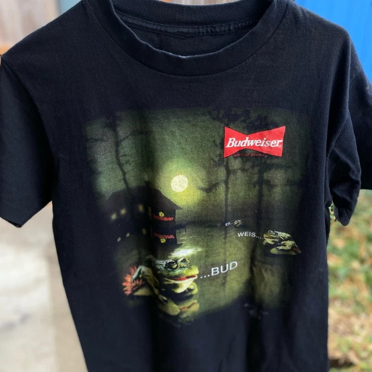 Vintage 1995 Budweiser Stanley Desantis Frog Promo Shirt Men's Collectible Tee