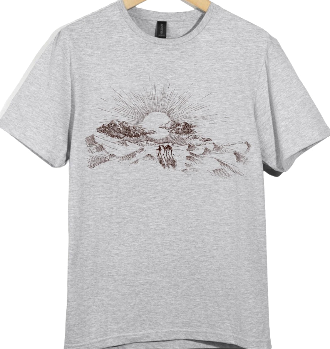 Desert Camel T-Shirt for Men and Women | Sunset Safari Travel Art Graphic Tee
