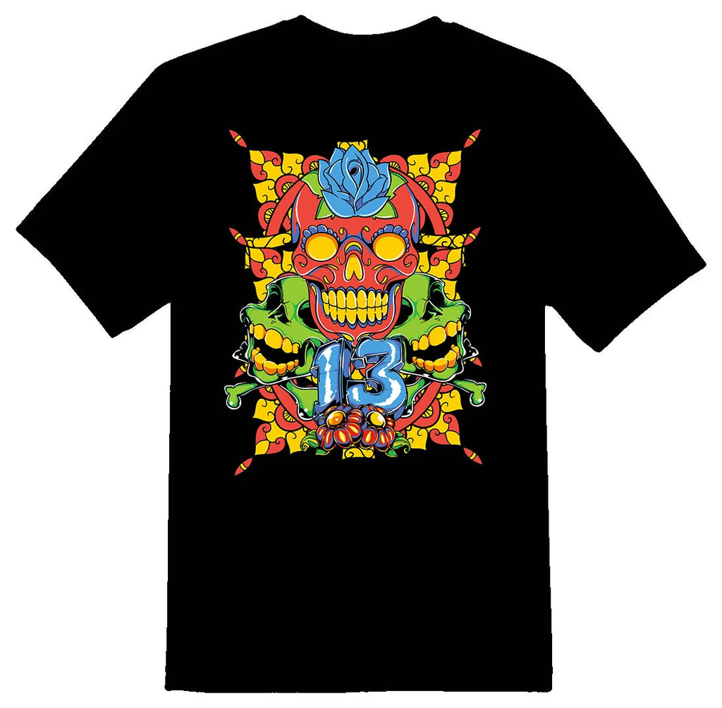 Day Of The Dead Lucky 13  black or white tee