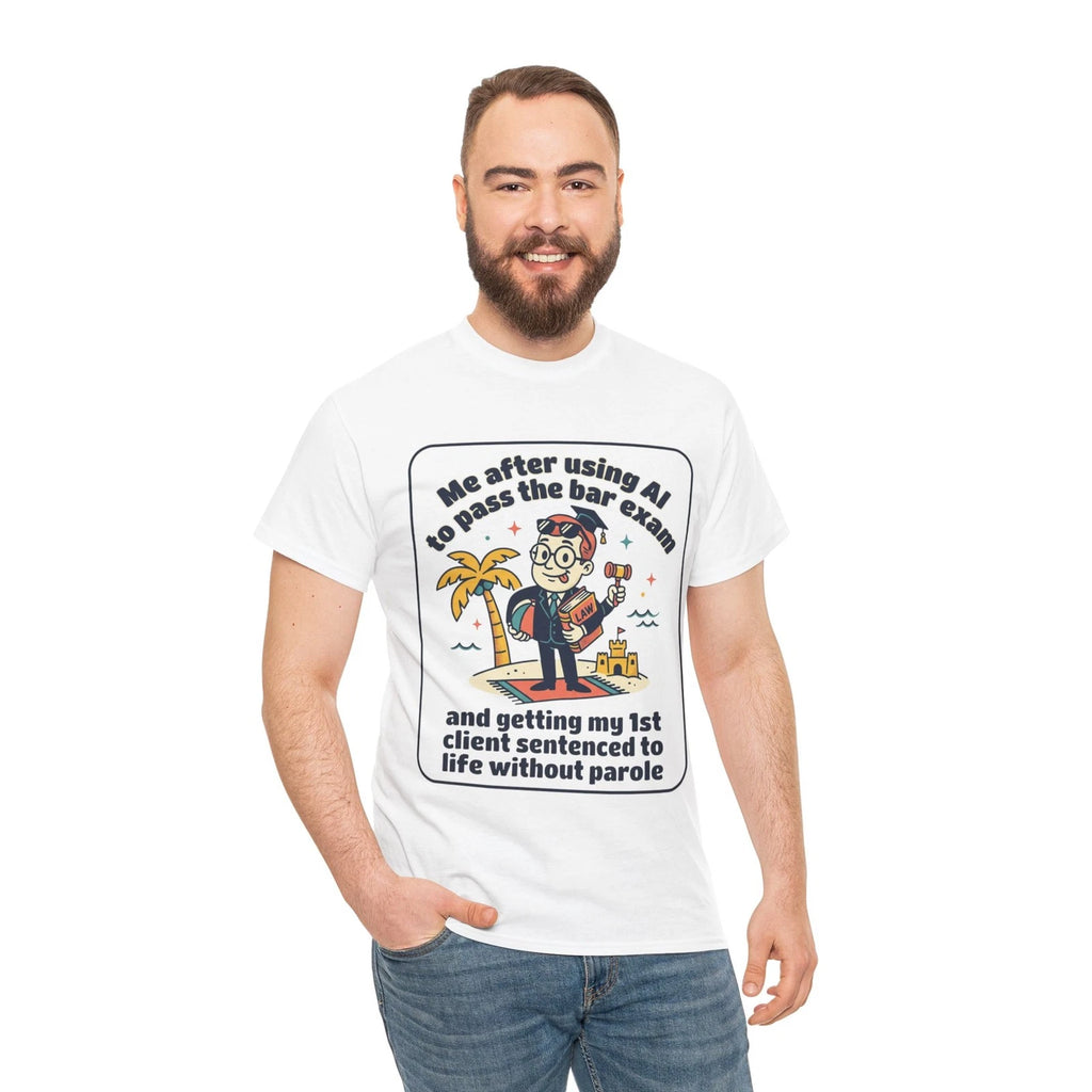 AI-Powered Lawyer Cartoon Tee | Law School Bar Exam Humor | Funny Lawyer Tshirt