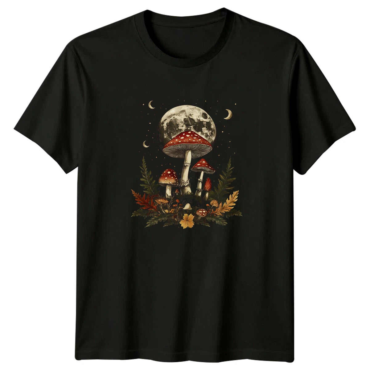 Mushroom Moon Naturecore Aesthetic Botanical Fungi T-Shirt