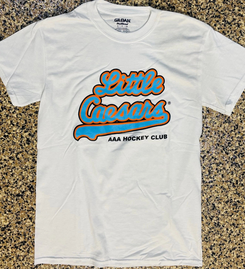 GILDAN 50/50 T-SHIRT WITH CUSTOM LITTLE CAESARS AAA HOCKEY LOGO (LG)