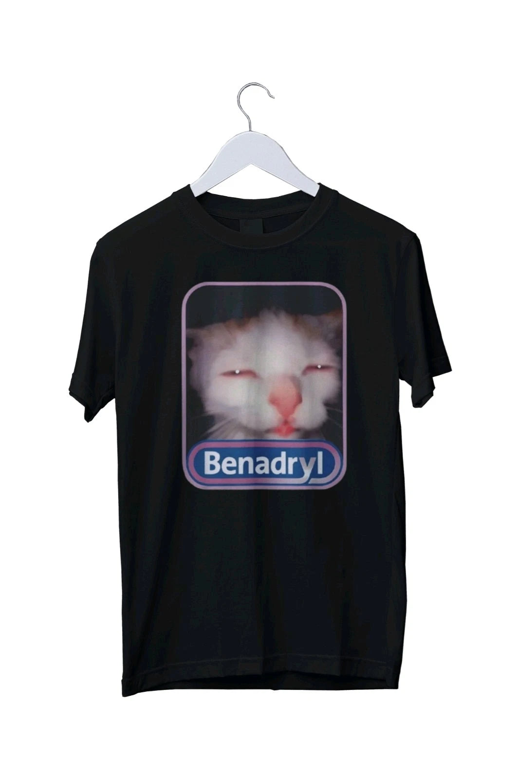 Benadryl Meme Cat Benny Cute & Funny MemeGraphic T-Shirt Mens S M L XL 2 3 4 XL