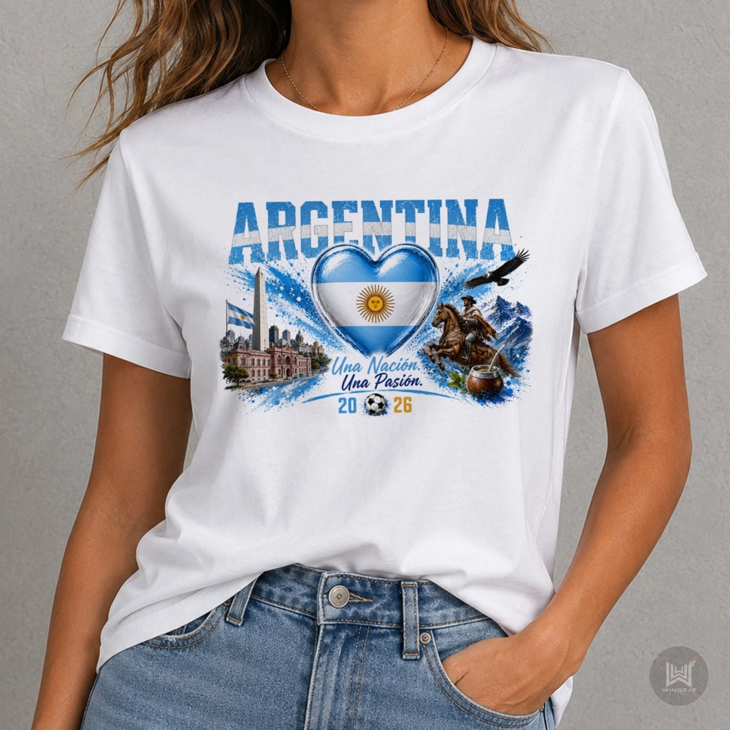 Argentina t shirt 2026 flag football tee gift heart soccer top design all sizes