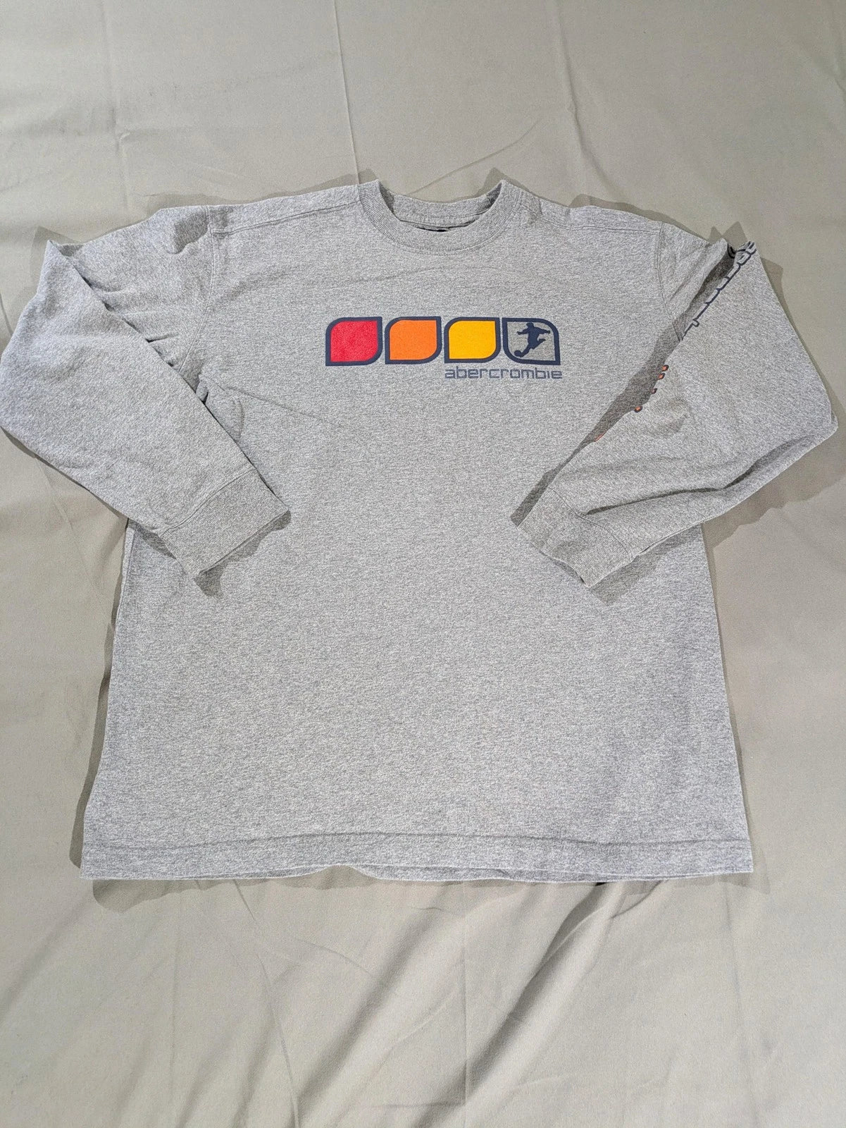 Vintage Abercrombie Athletics Shirt Boys LG Spell Out Soccer Heather Gray 90s