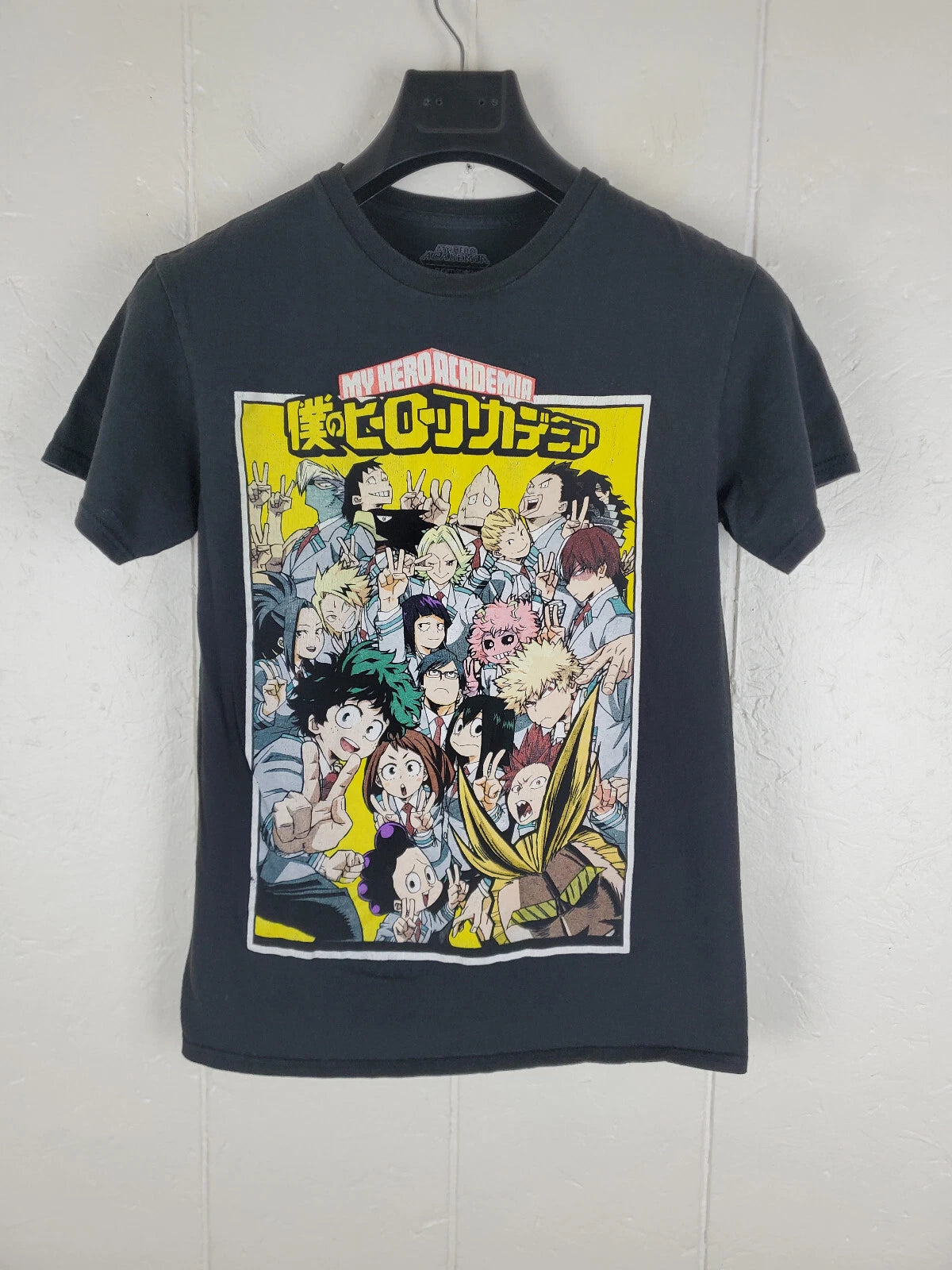 My Hero Academia Shirt Mens Small Black Graphic Crew Neck Short Sleeve Stretch
