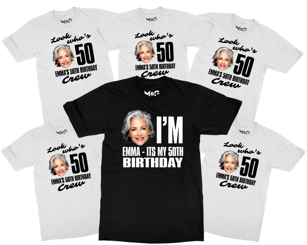 Funny Look Who's 50 Custom Face Shirt Personalised Photo Tee Gift for Dad & Mom