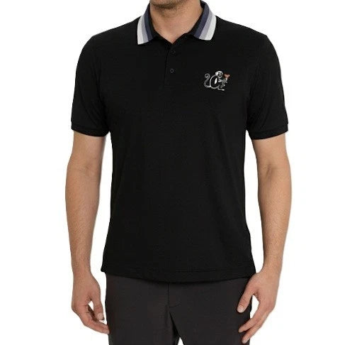 Robert Graham Men's MONKEY BUSINESS Classic Fit Short Sleeve Black Polo T-Shirt