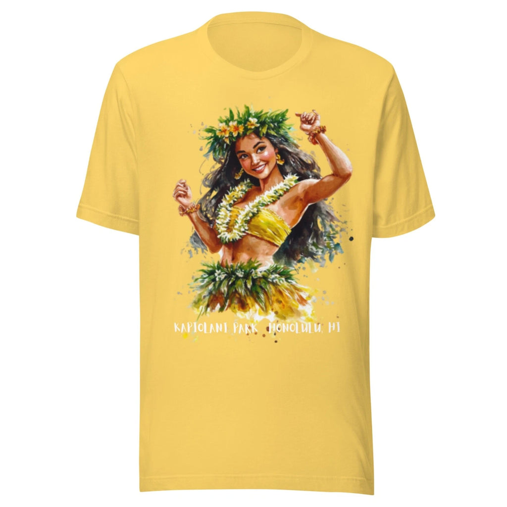 Vintage Hawaii Shirt KAPIOLANI PARK - All Sizes - HULA GIRL - 80s 90s - YELLOW