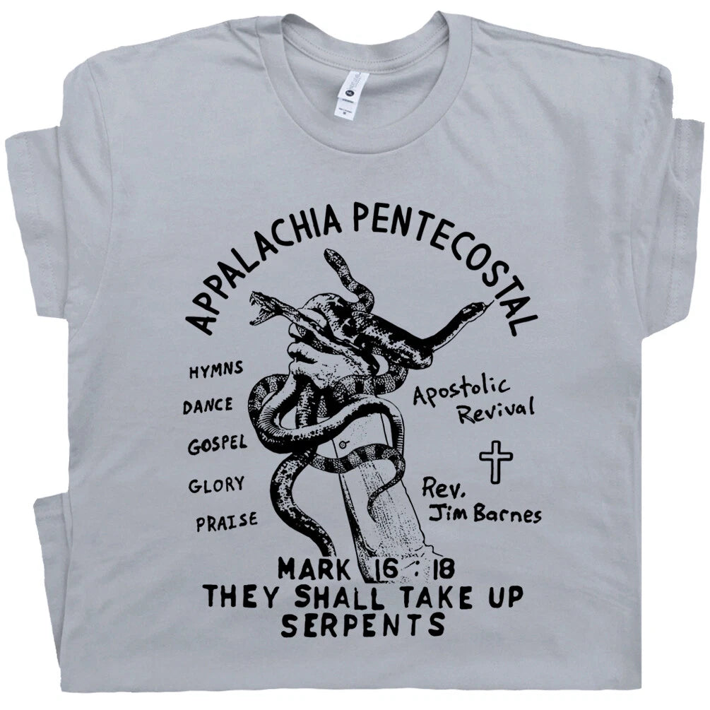 Snake Handling Church T Shirt Weird Occult Tee Rattlesnake Graphic Cult Horror