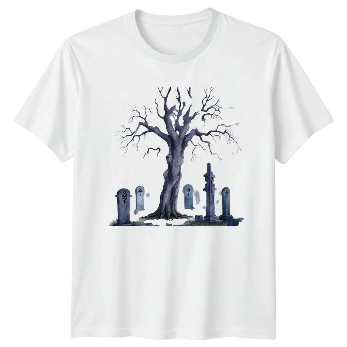 Spooky Graveyard Tree T-Shirt Halloween Gothic Horror Gift For Him And Her