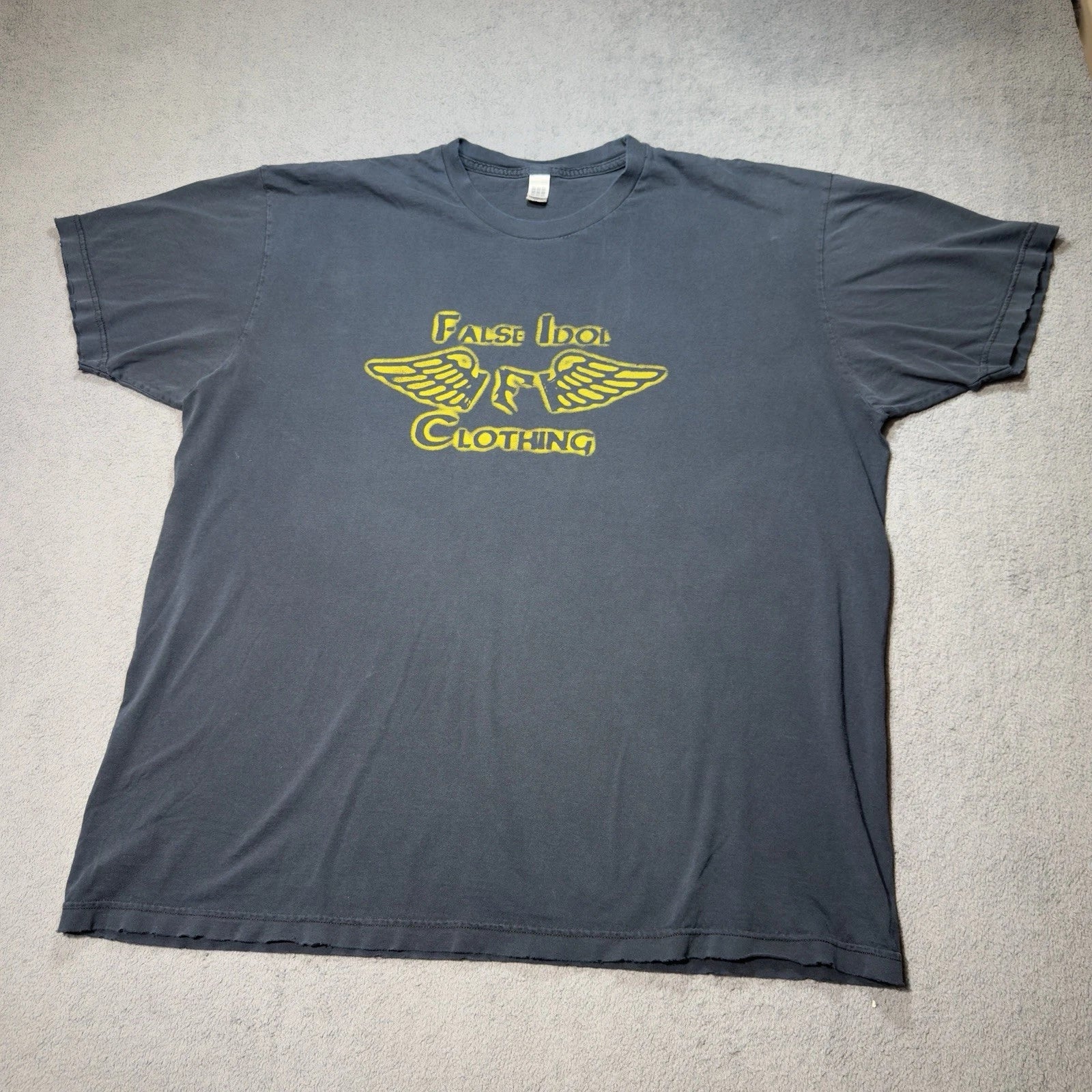 False Idol Clothing Distressed Graphic Tee Mens 2XL Faded Black Streetwear Y2K