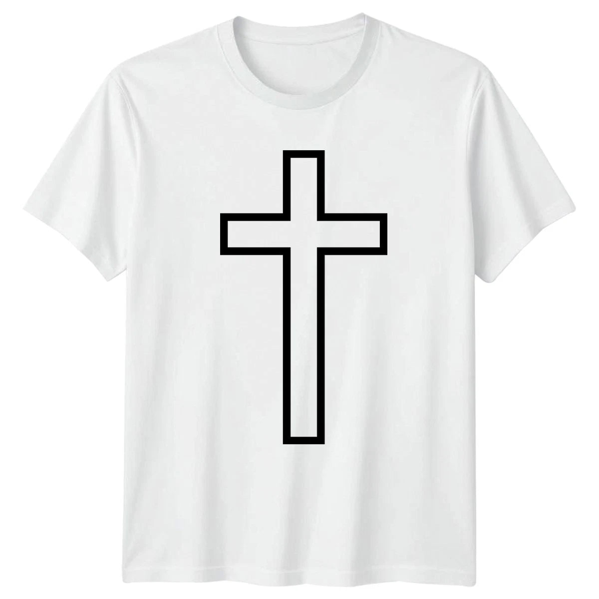 Minimalist Christian Cross Outline Religious T-Shirt Faith Symbol Easter Gift