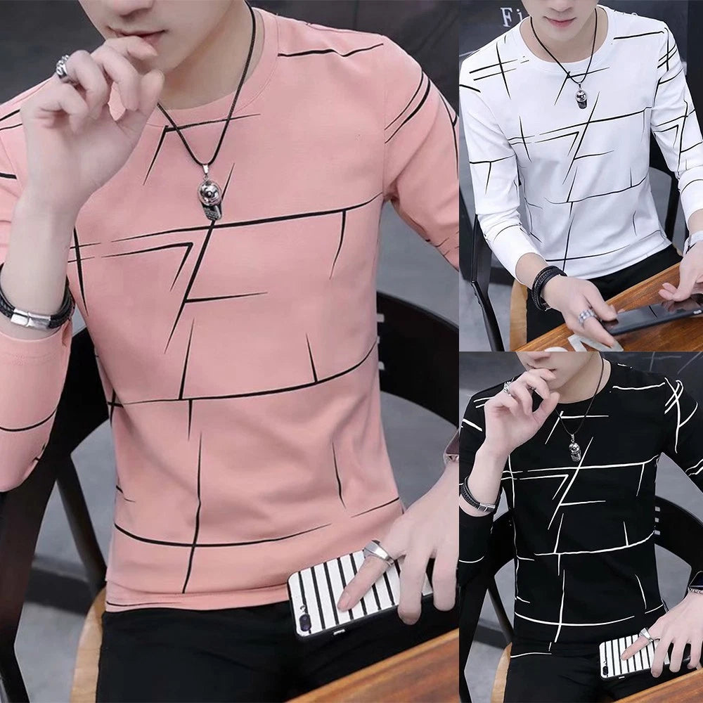 Streetwear Men T-Shirt Blouse Tops Bottoming Shirt Crew Neck High Quality