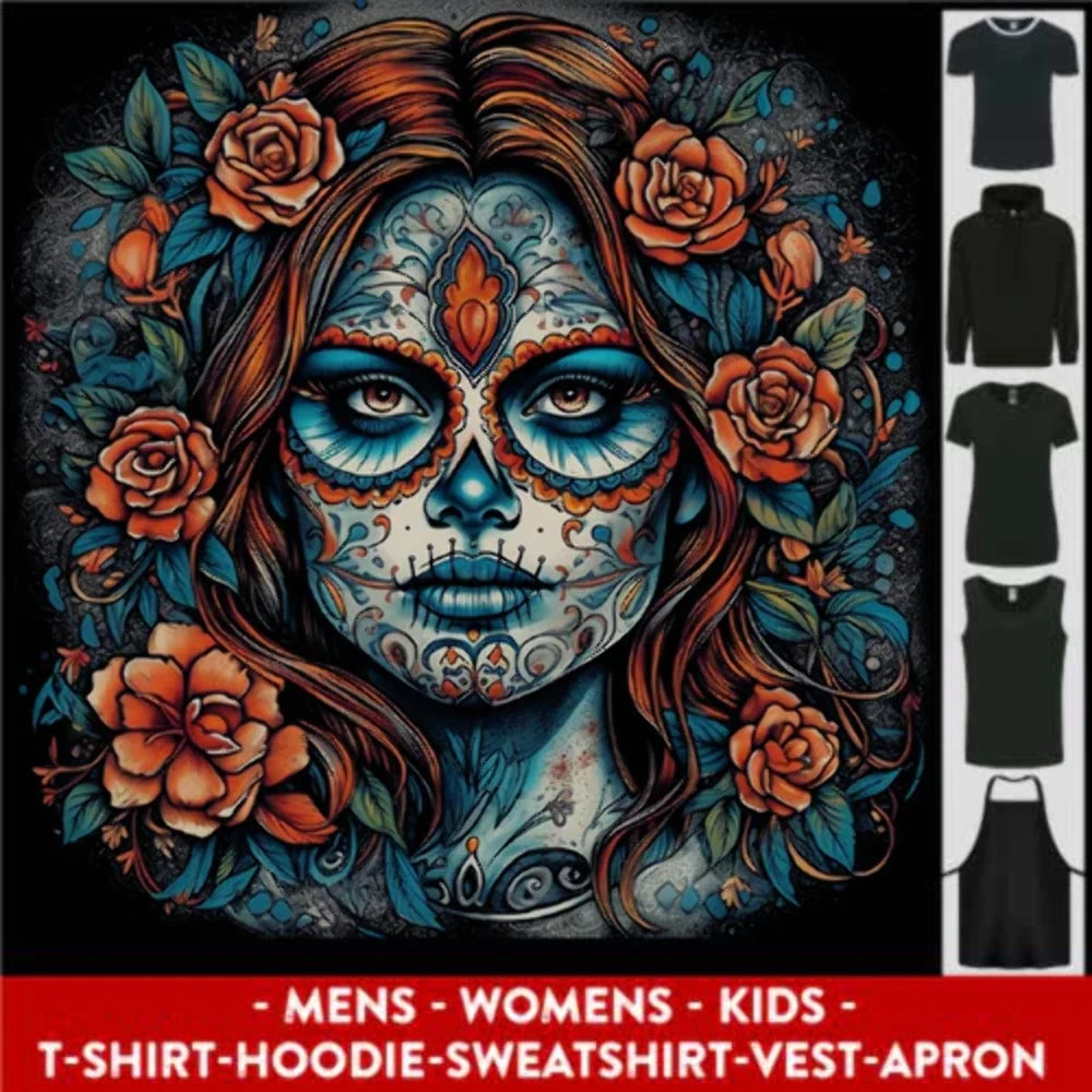 Day of the Dead Sugar Skull Girl Santa Muerte Mens Womens Kids Unisex