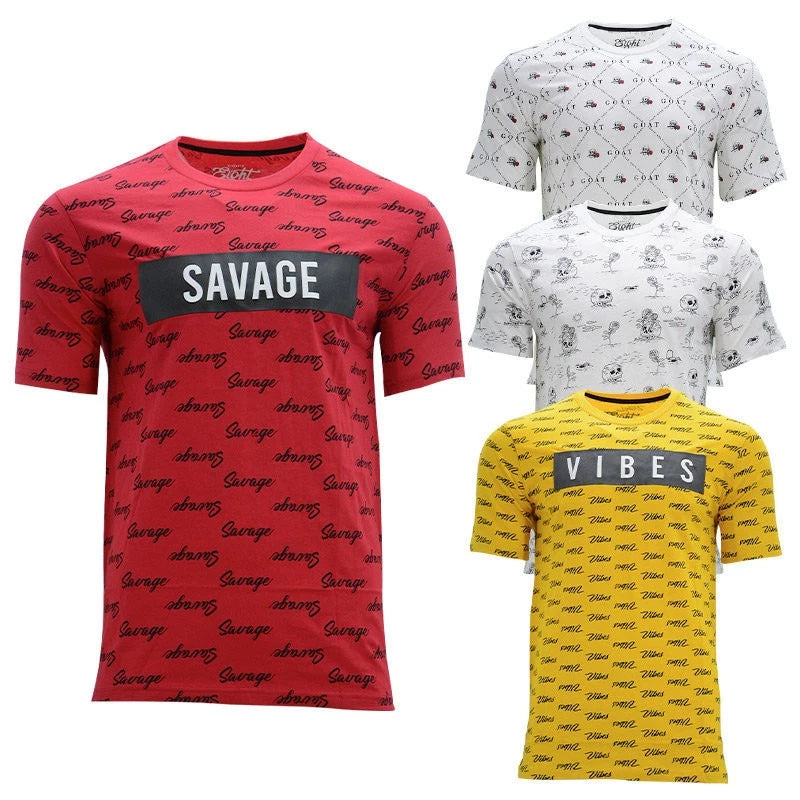 Mens Printed T Shirts Plain Crew Neck Short Sleeve Casual Summer Cotton Tee NEW