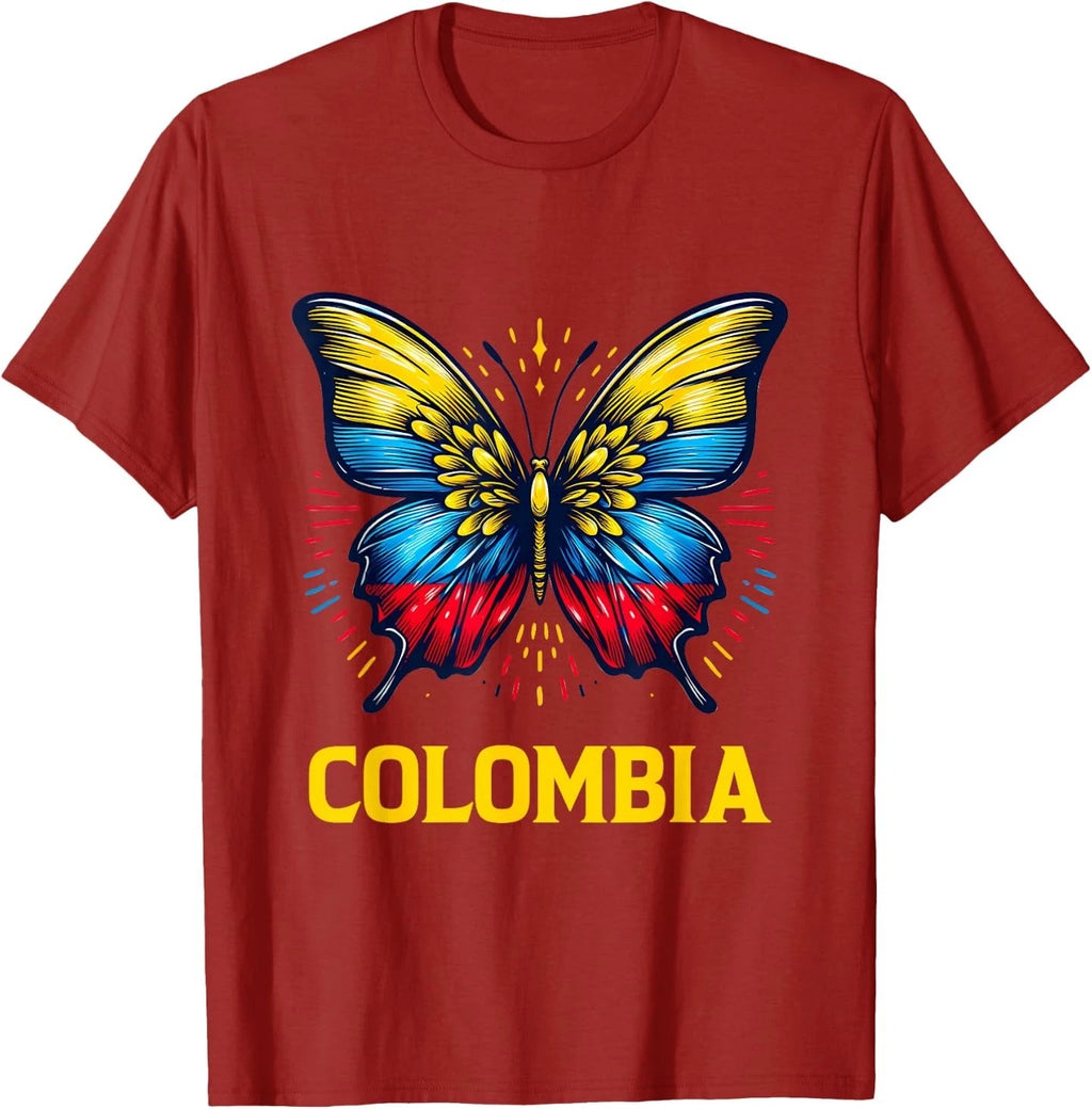 Vintage Colombia Beautiful Butterfly Country Colombian Flag T-Shirt