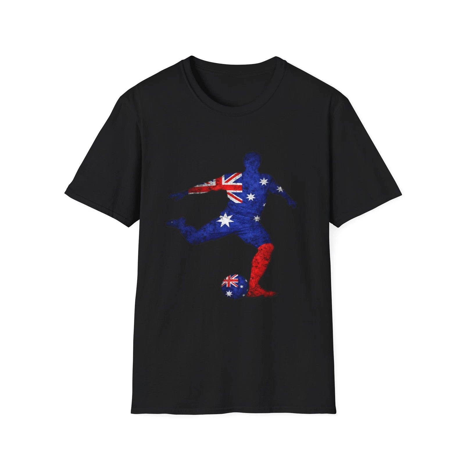 Australian Flag Soccer Player T-Shirt Football Silhouette Graphic Tee