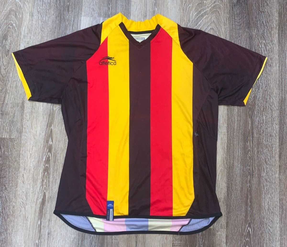 Atletica Mens Sz XL X Large T Shirt Vintage Soccer Futbol Jersey Stripe Yellow