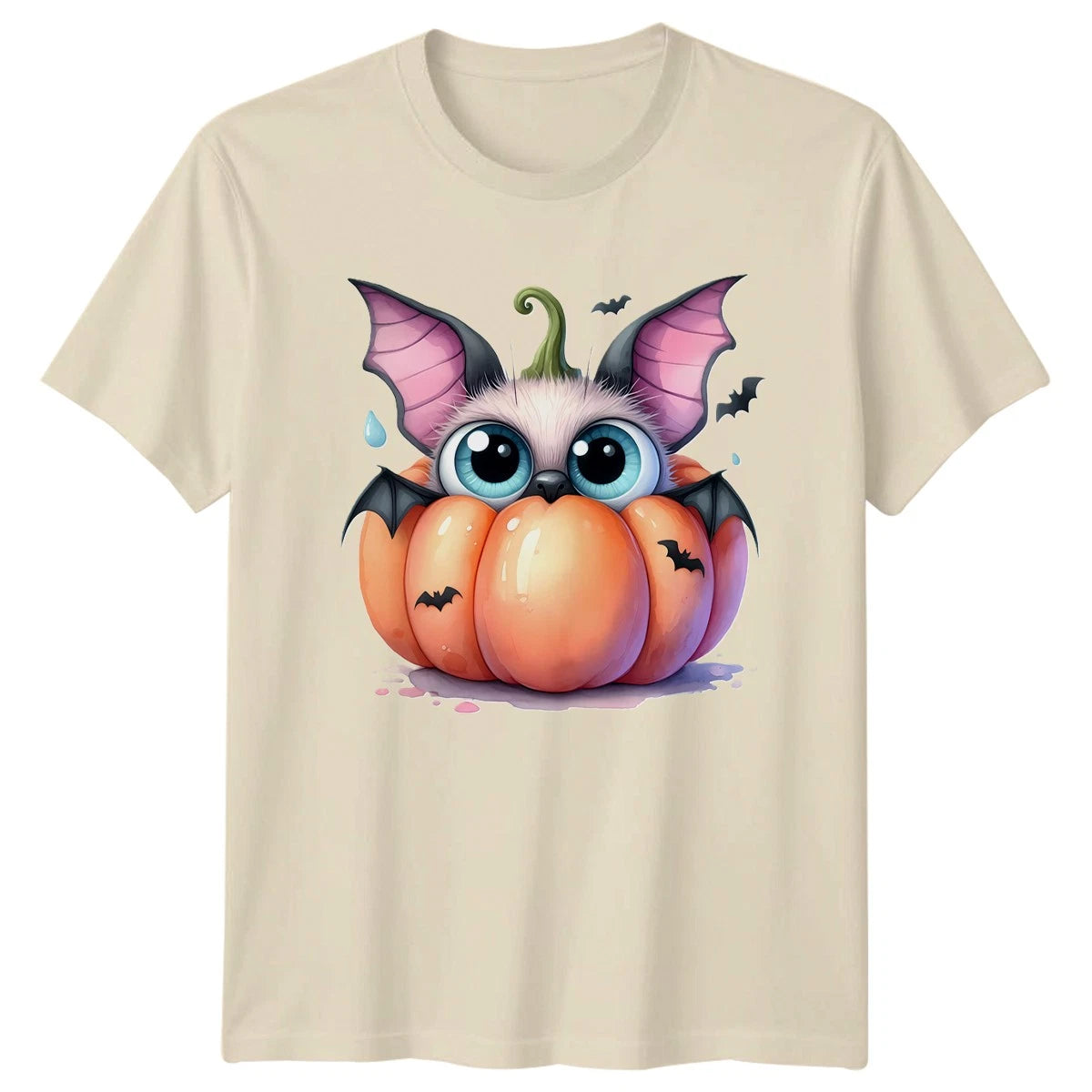 Cute Bat In Pumpkin Halloween Creatures Men Womens Graphic Tee Unisex TShirt
