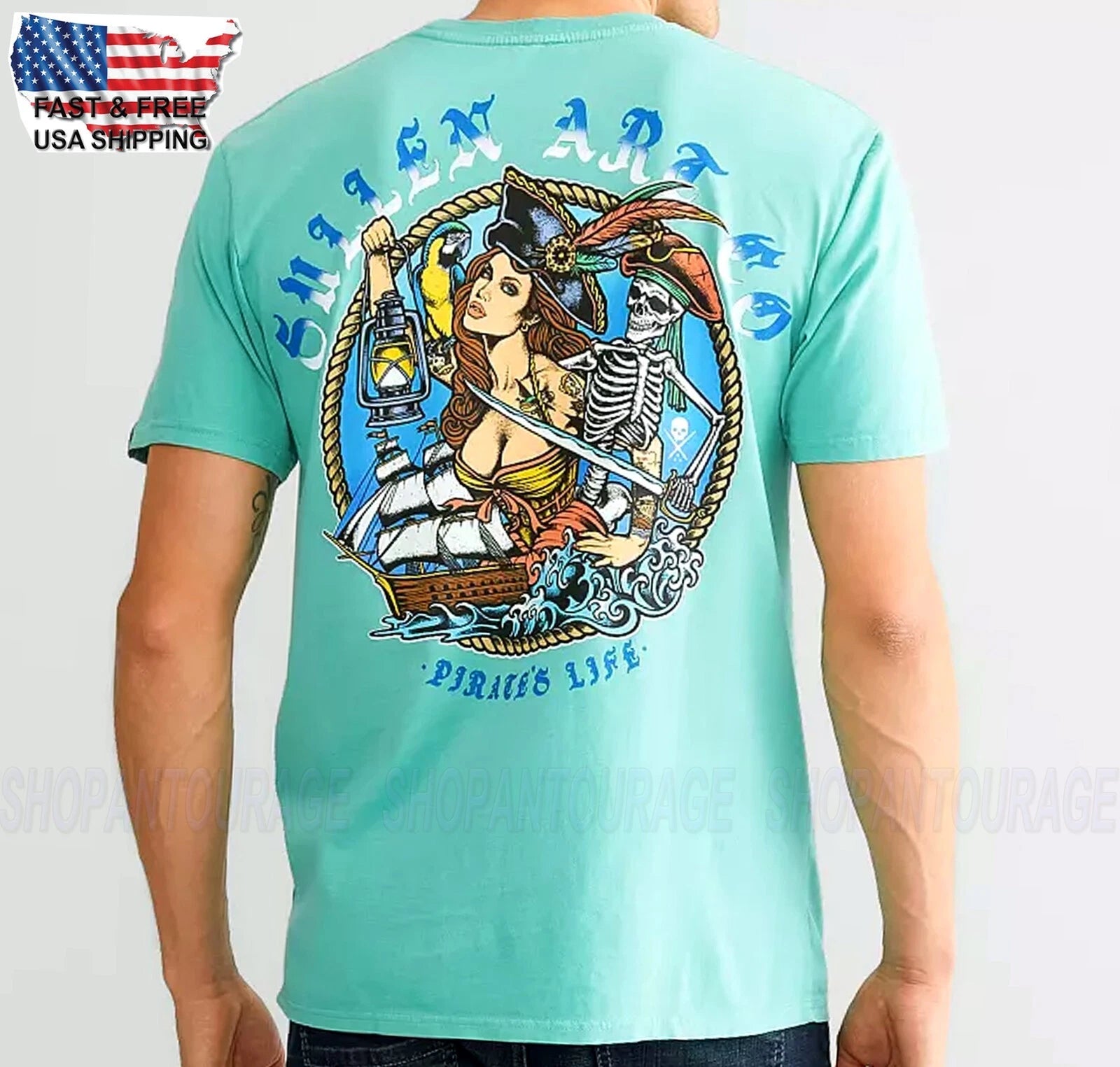 Sullen Art Collective Premium Graphic Short Sleeve Tattoo Skull Men`s T-shirt
