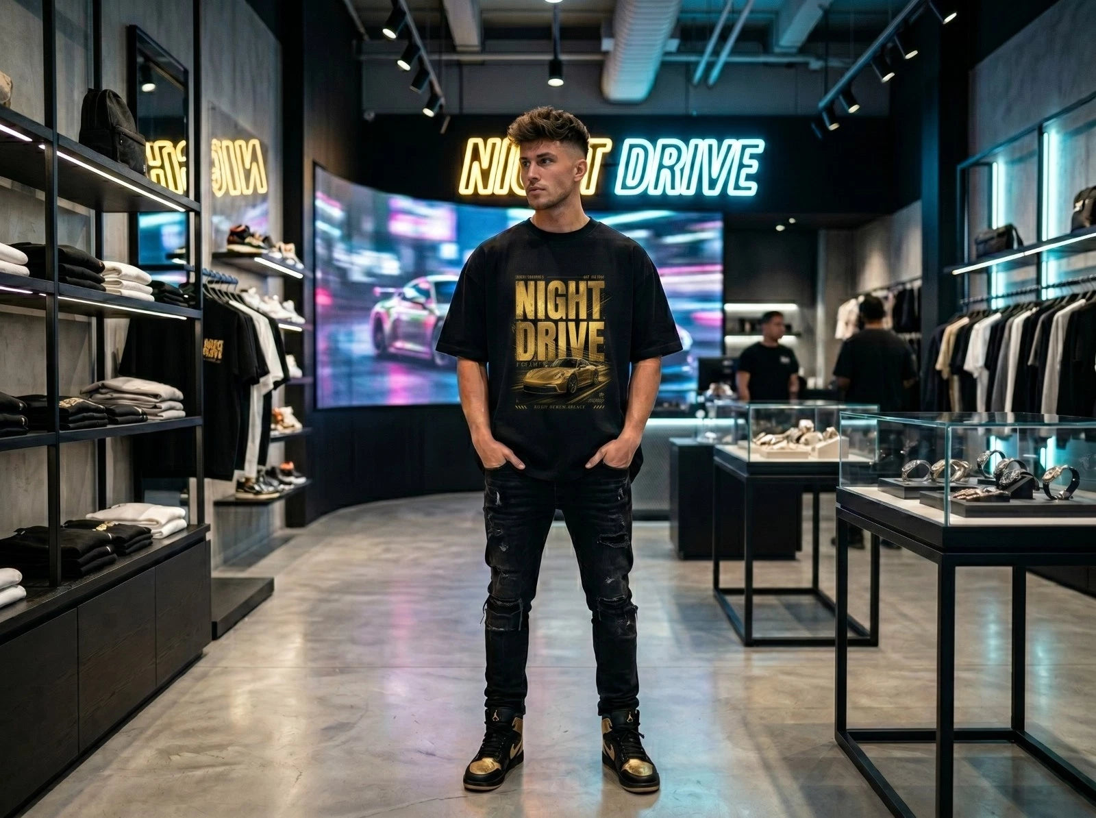 OKSTREETWEAR Night Drive Oversized T-Shirt Luxury Streetwear Tee