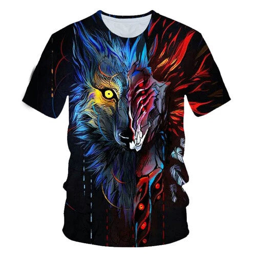 New Both Sides Wolf Cool Casual Women Men T-Shirt 3D Print Short Sleeve Tee Tops
