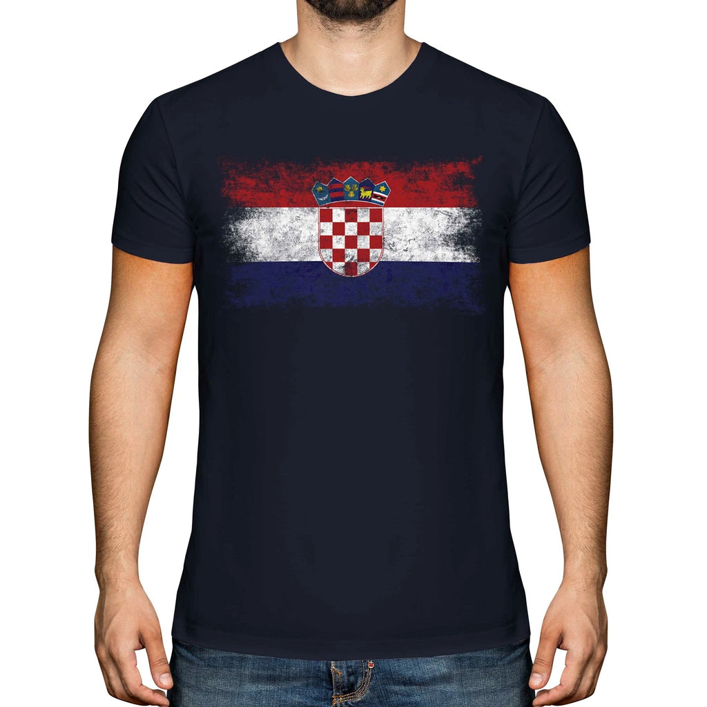 CROATIA DISTRESSED FLAG MENS T-SHIRT TOP HRVATSKA FOOTBALL CROATIAN GIFT SHIRT