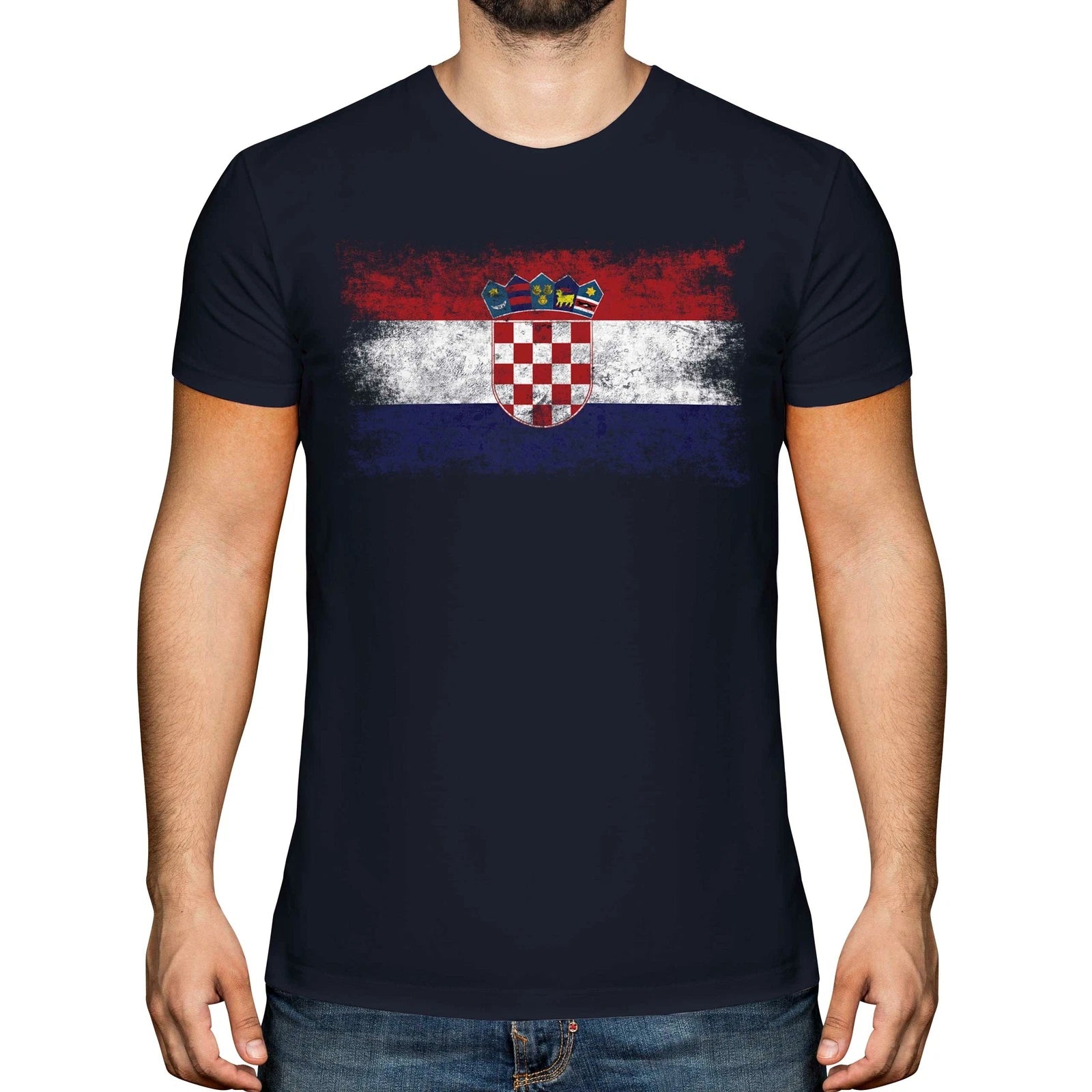 CROATIA DISTRESSED FLAG MENS T-SHIRT TOP HRVATSKA FOOTBALL CROATIAN GIFT SHIRT