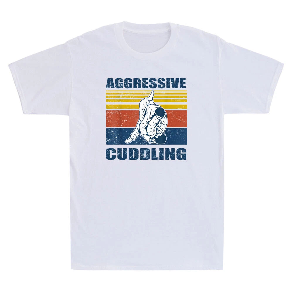 Jiu Jitsu Shirts Aggressive Cuddling BJJ MMA Jujitsu Funny Vintage Men's T-Shirt