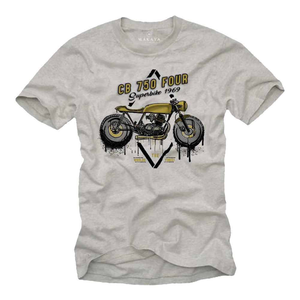 Motorrad Herren T-Shirt mit CB 750 Cafe Racer Umbau - Männer Custom Biker Shirt