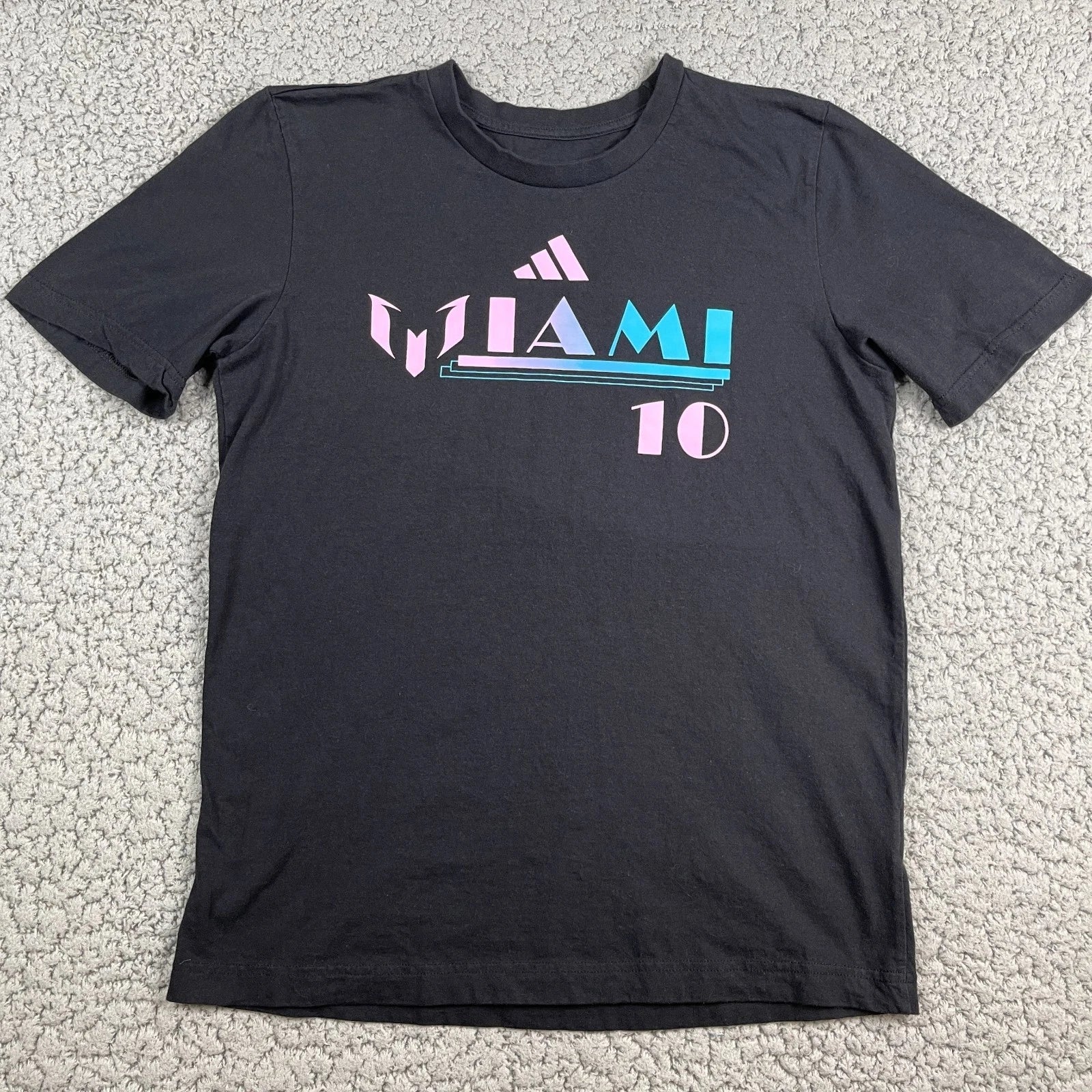 Adidas Messi Miami #10 Shirt Mens Small Black Short Sleeve Soccer