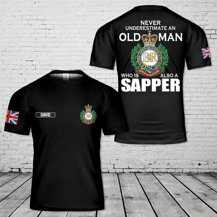 Custom Name Royal Engineers Never Underestimate 3D T-Shirt