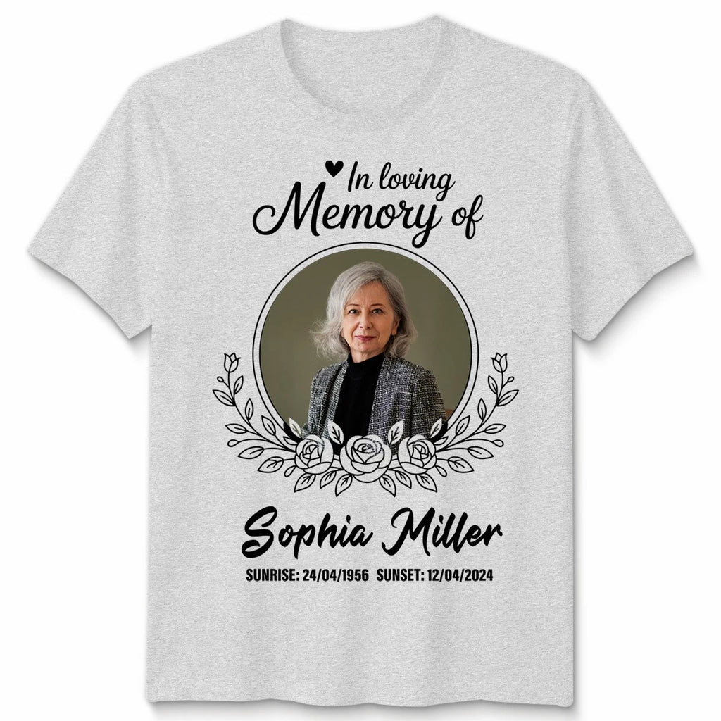 Personalised Memorial Photo T-Shirt In Loving Memory Of Your Text Custom Dates