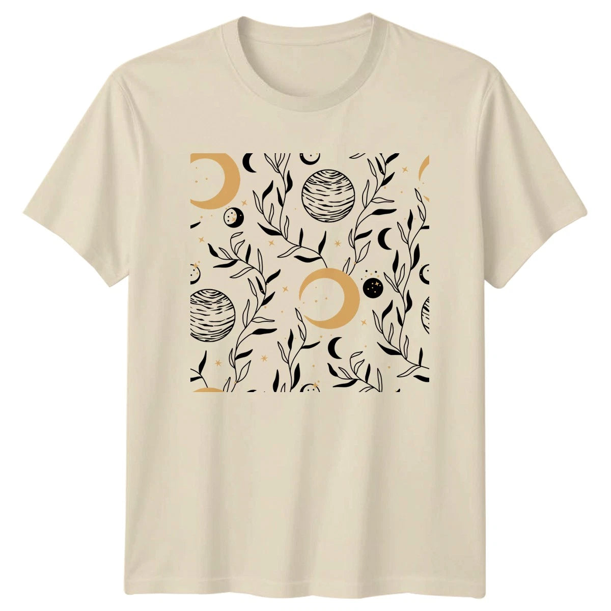 Black And Gold Celestial Moon And Womens TShirt Botanical Aesthetic Gift For Her