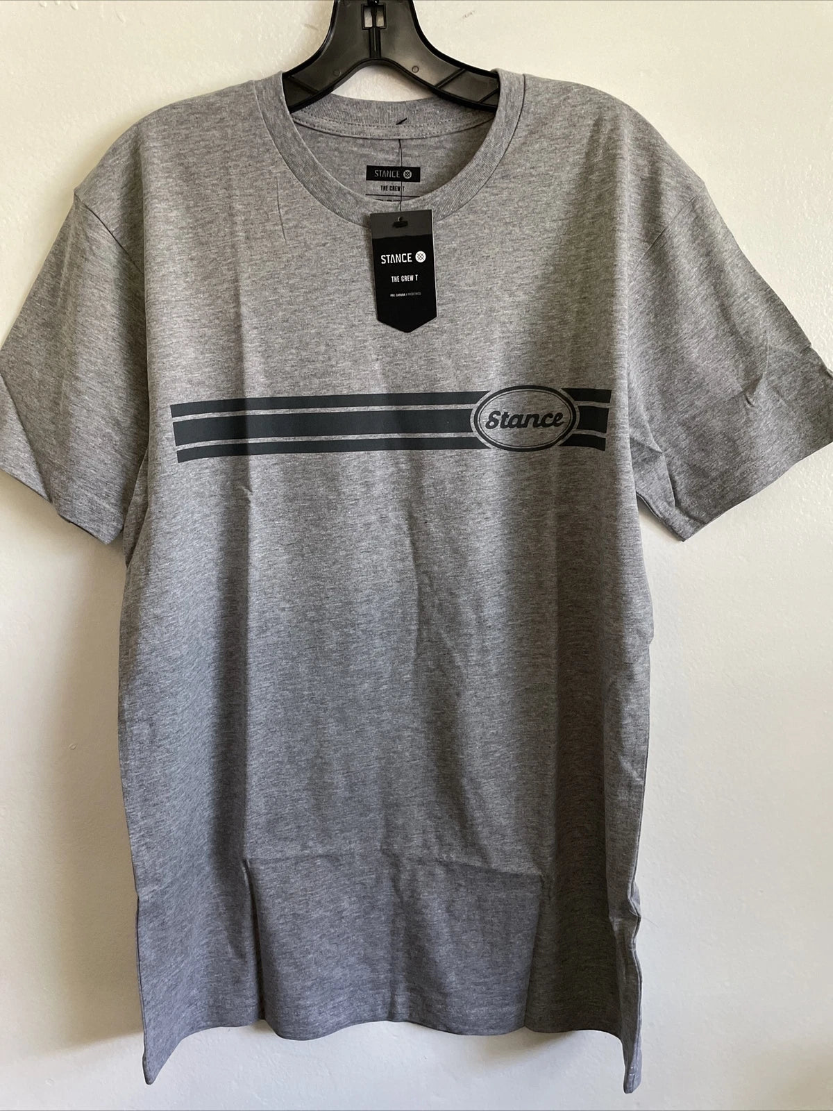 New Stance Designer Mens Graphic Street Style Logo Cotton Tee Shirt Size L Gray