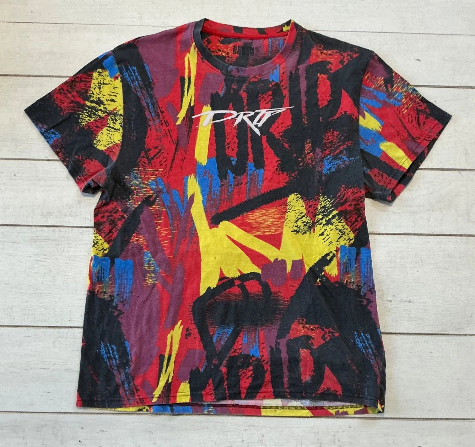 Y2K Vintage 7 SEVEN SOULS URBAN GRAFFITI SHIRT Edgy Hip Hop Streetwear 90s 2000s