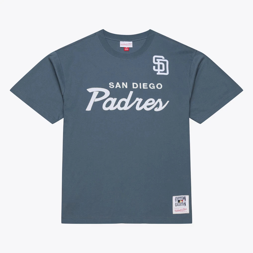 Mitchell & Ness San Diego Padres Gray Thunderstorm Head Coach T-Shirt Men's