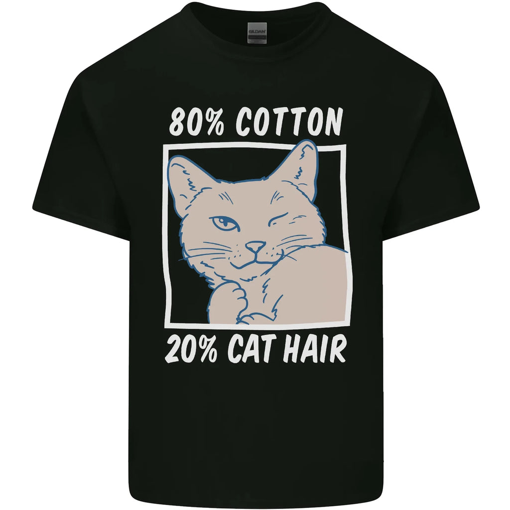Part Cotton Part Cat Hair Funny Mens Cotton T-Shirt Tee Top