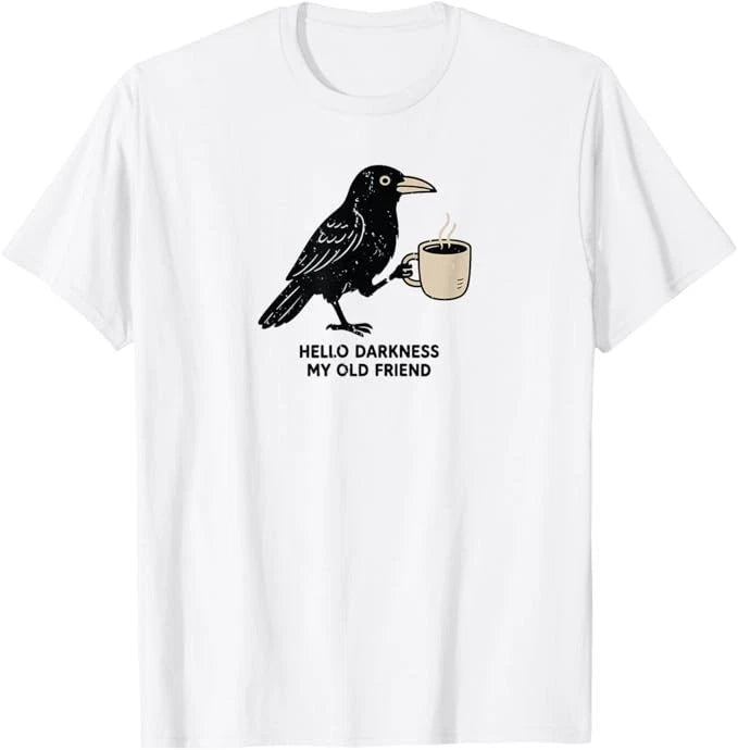Raven Crow Coffee funny hello darkness T-Shirt
