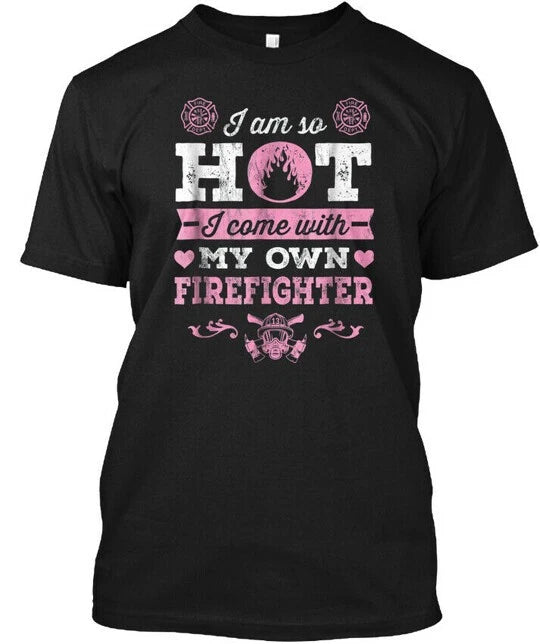 Firefighter Girlfriend Or Wife Fi T-Shirt Made in the USA Size S to 5XL